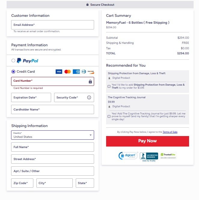 MemoryFuel Official Website Secure Order Page